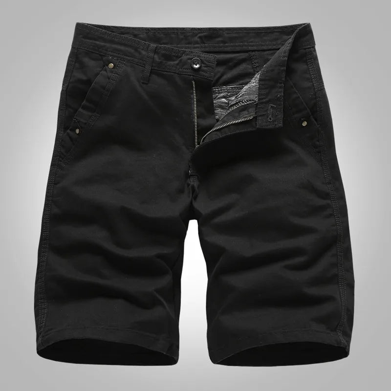 Men's  Summer Cotton  Twill Knee Length Shorts Mens Blank Bermuda Short Pants Man Casual Streetwear Trousers Clothes