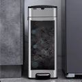 Iintelli 9L Touchless Stainless Steel Double Open Pedal Trash Can Dust Bin for Kitchen Bathroom Home Recycling and Storage