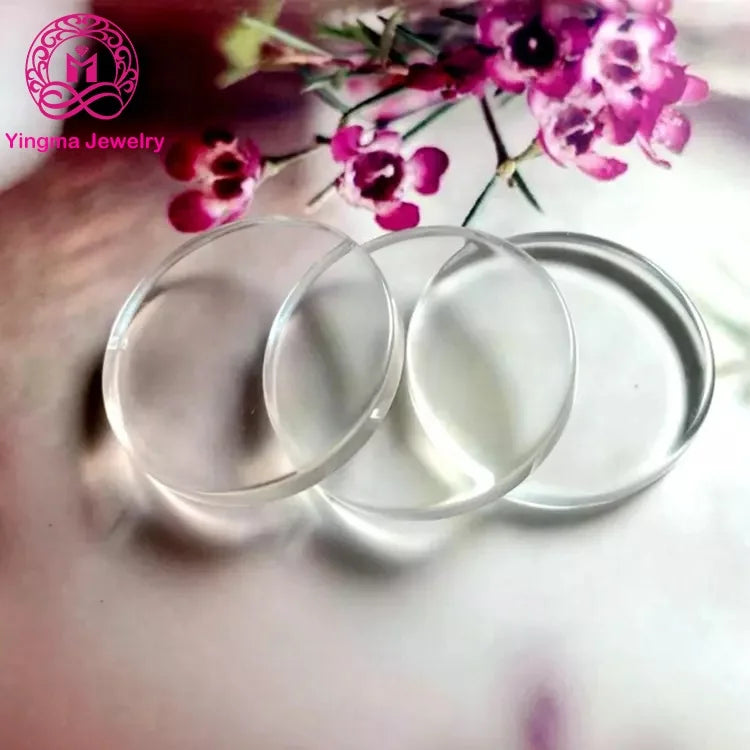 Wholesale Double-Sided 8mm to 40mm Round Disc Flat Glass Gemstones Jewelry Findings & Components