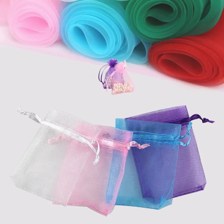Wholesale Big Small Candy Packaging Container Cosmetic Sample Storage Gift Bag Plastic Textile Organza Bag