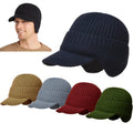 2022 Popular Custom Acrylic Fluffy Winter Beanie Hat Comfortable Earmuffs Curved Brim Warm Winter Knit Baseball Cap for Men
