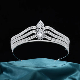 LUOXIN Luxury Full Zircon Wedding Tiara Women Hair Accessories Platinum Plated Bridal Crown