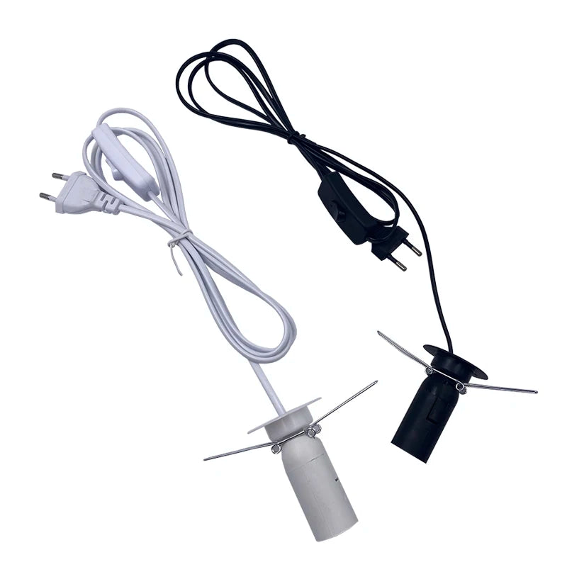 1.8m Power Cord Cable with Dimmer on OFF Switch Metal Clip E14 E27 Lamp Base Hanglamp Holder Socket Plug Cord for Salt Rock Lamp