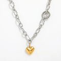 Joolim 18k Gold Plated PVD  Chunky Link Chain Heart Pendant Necklace Stainless Steel Necklace Wholesale Customized
