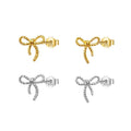 Custom Gold Plated Simple Glamour Twist Perforated Earrings Women's Wedding Party Jewelry 925 Sterling Silver Bow Stud Earrings