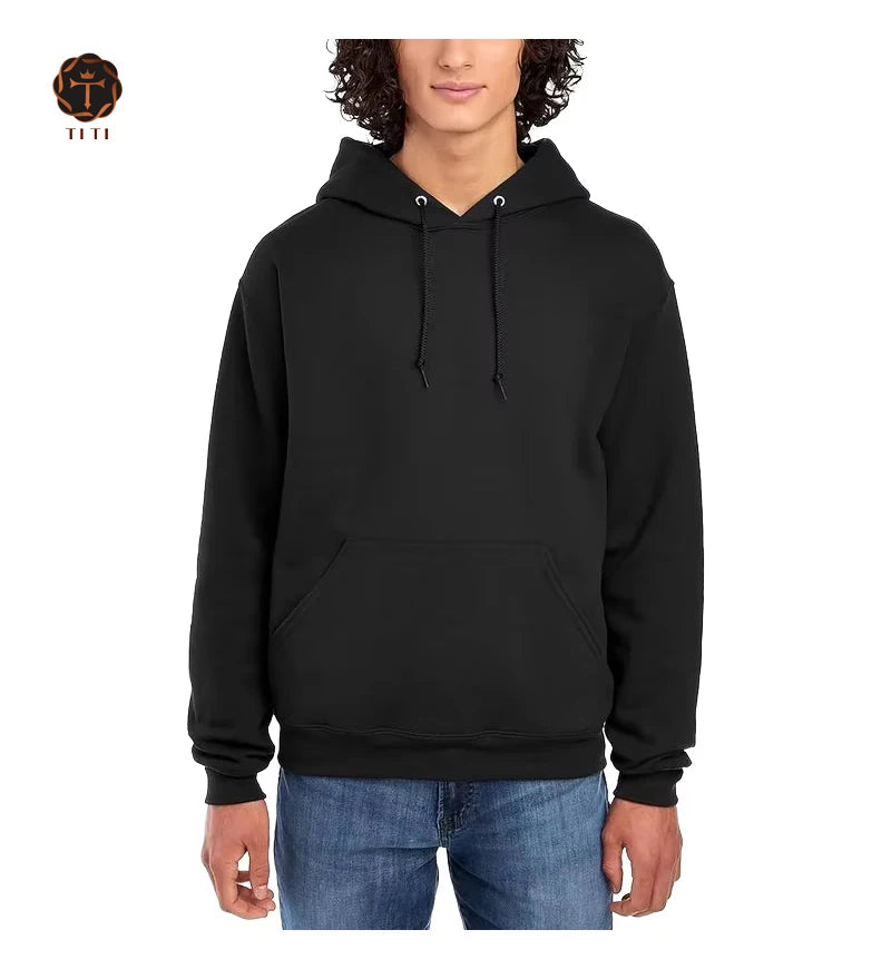 Custom 50% Cotton 50% Polyester Heavyweight Unisex Hoodie Embroidered Plain Pullover Solid Pattern Oversized Fit for Men Women