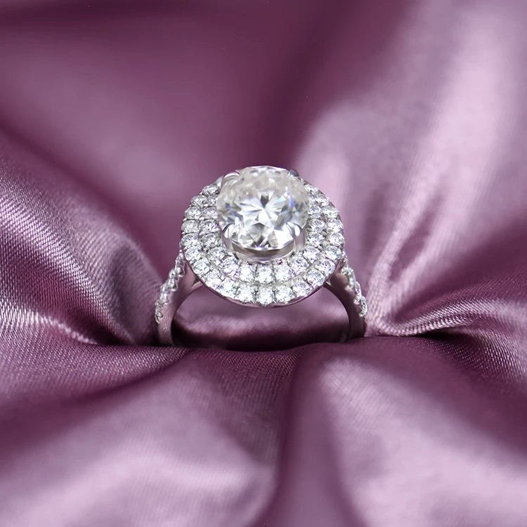 S925  Oval Shape Moissanite Ring Gemstone Fine Quality Lady's  Ring