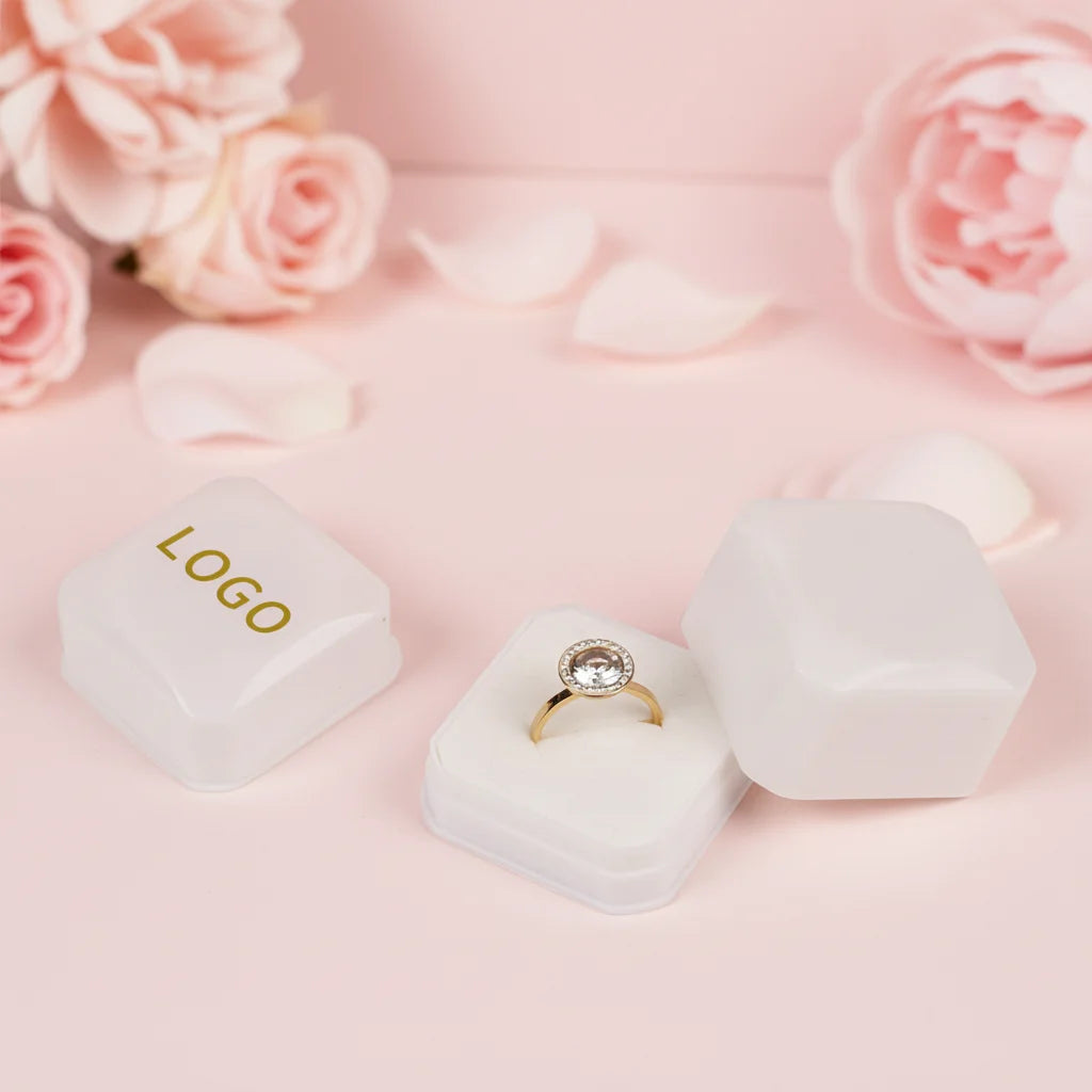 Customized Inner Core Box Manufacturer White Color Jewelry Packaging Custom Logo Plastic Ring Box Lid and Base White Velvet Box