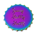 Custom Designer rainbow Letter Metal Tags Handbags Parts Round logo Metal Private Label Plaque for Hats