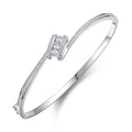 Luxury Twist Diamond 925 Sterling Silver Simple Industrial Women Bangle