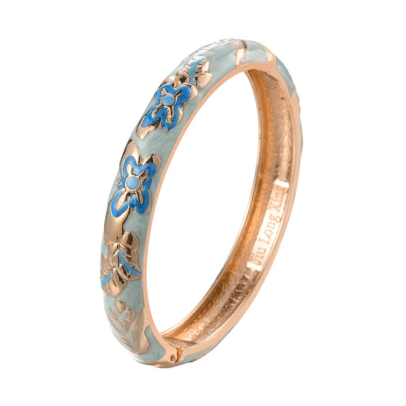 Daili Women's Fashion Cuff Bracelets Blue Enamel Animals Butterfly Cloisonne Bangle Wholesale Colorful Design