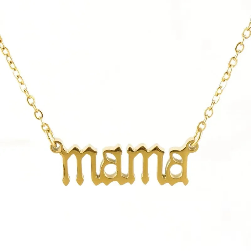 Stainless Steel Mama Letter Alphabet Necklace Mothers Day Mom Gift Choker Chain Custom Name LOGO DIY Jewelry 18K GoldFactory