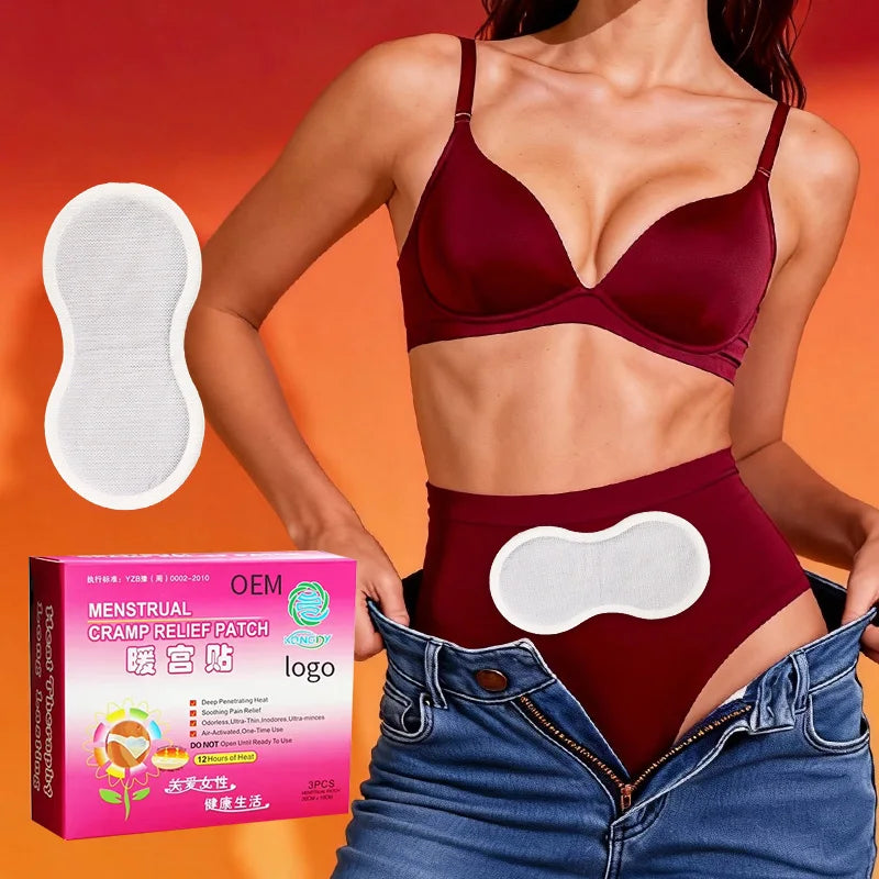 Natural Herbal Period Relief Patch - Menstrual Cramp Relief Heating Pad - Self-Heating Womb Patch for Women OEM 1 Patch/bag