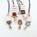 New Create Designs Eco-Friendly Silicone Beaded Breakaway Lanyard with Metal Hook Charm Disc Keychain ID Card Holder Custom Logo