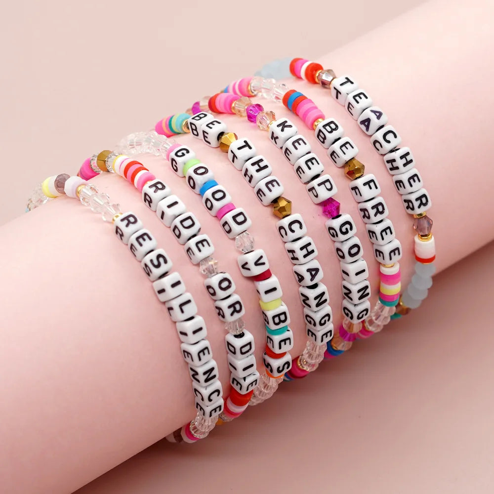 Go2boho Customizable Bohemian Fashion Bracelet Handmade Colorful Crystal Bead Pulsera for Women Women's Charm Custom Beaded