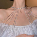 Luxurious Shiny Rhinestone Long Tassel Dress Accessories Body Chain Women Versatile Shoulder Chain for Women Fashion Jewelry