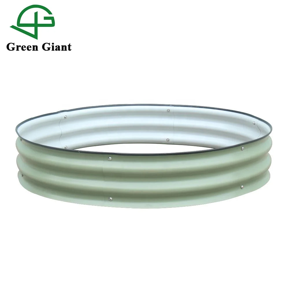 Huizhou Green Giant 8" Tall 42"Diameter Round Modular Corrugated Metal Raised Garden Bed Kit Outdoor Galvanized Planter Box