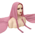 Custom logo Long Women Chiffon Hijab Large Braid Hair Head Sleeping Bonnets Sleeping Cap Hair Wraps with Tie and Scarf