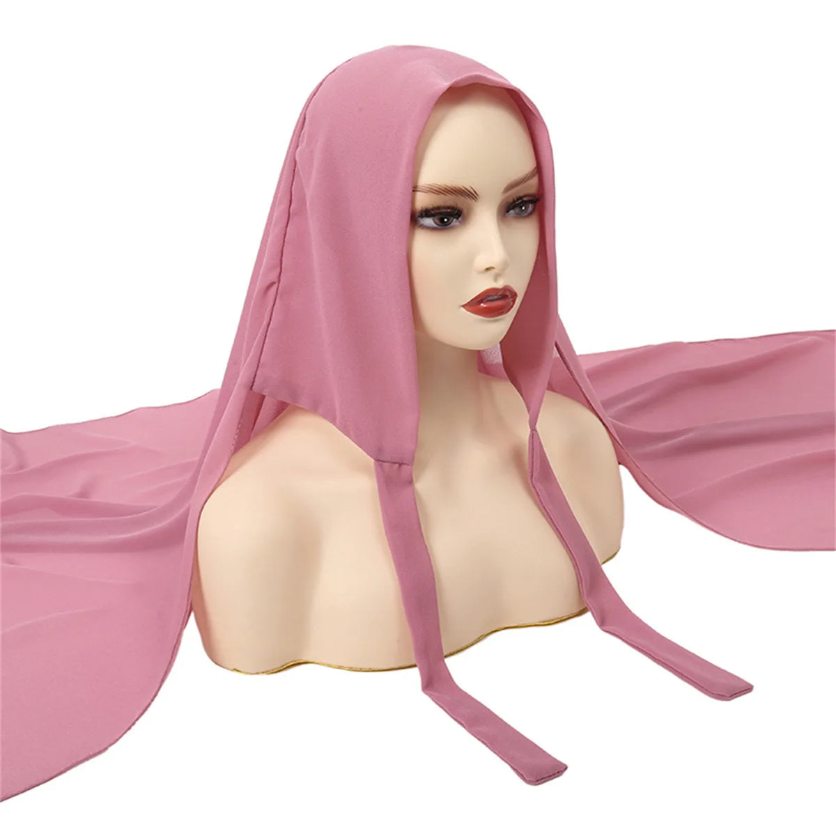 Custom logo Long Women Chiffon Hijab Large Braid Hair Head Sleeping Bonnets Sleeping Cap Hair Wraps with Tie and Scarf