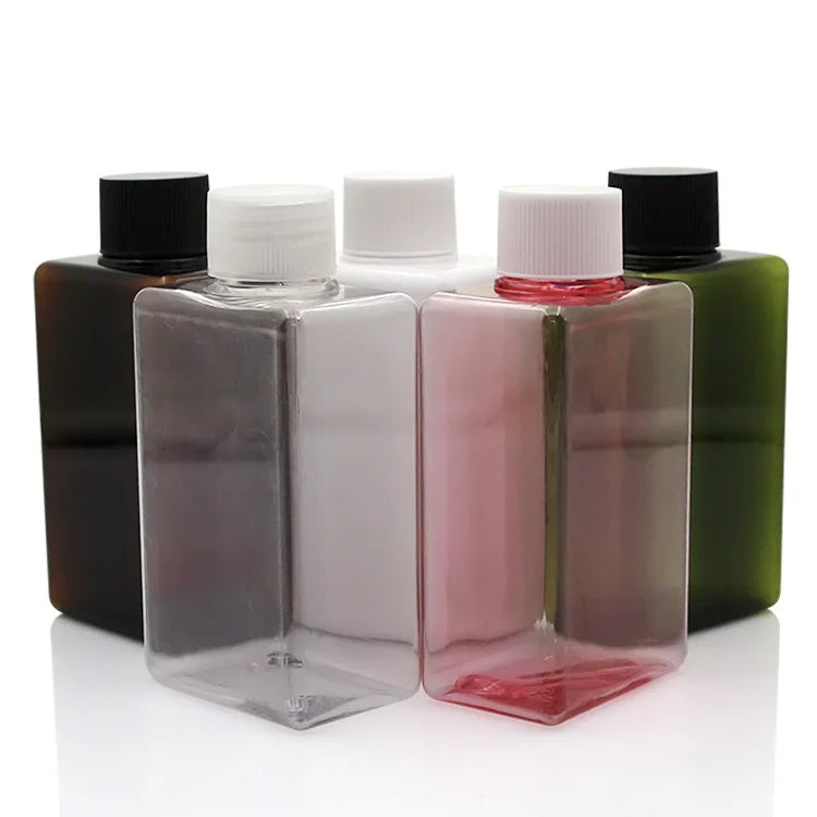 150ml Recycled Square PETG Plastic Pump Sprayer Bottle Green Black White Flip Caps Screen Printed Skin Care Serum Shampoo 100pcs