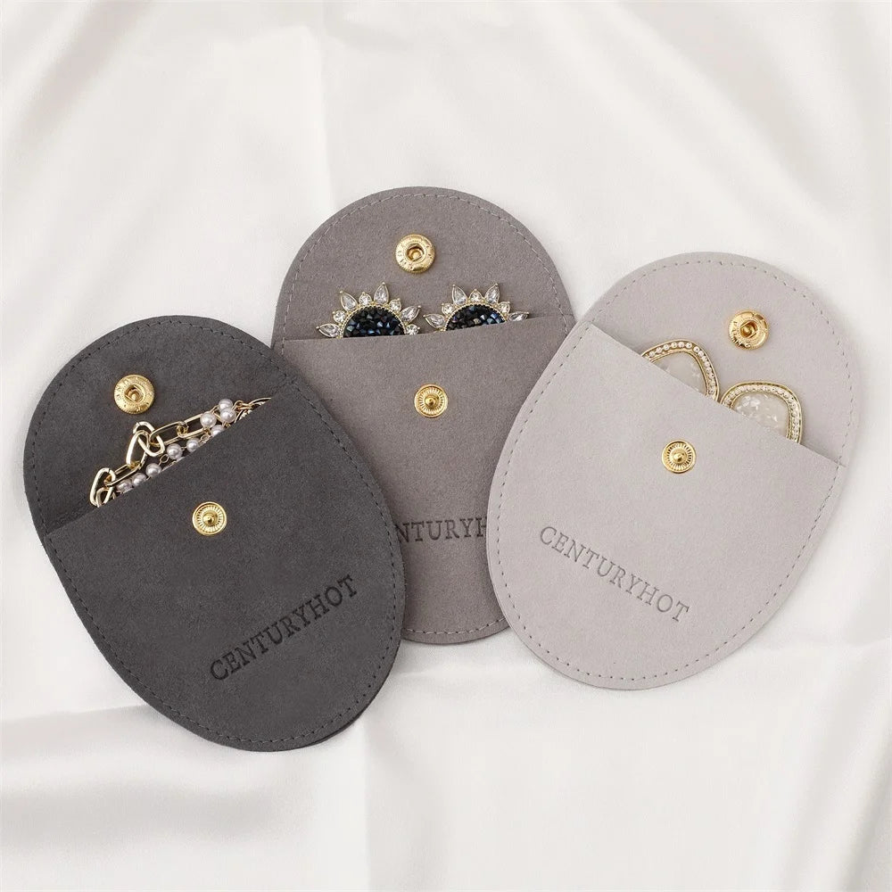 PUPPYSEW Microfiber Jewelry Pouches Bags Velvet Jewelry Packaging Bags With Snap Button Personalized Jewelry Pouch With  Logo