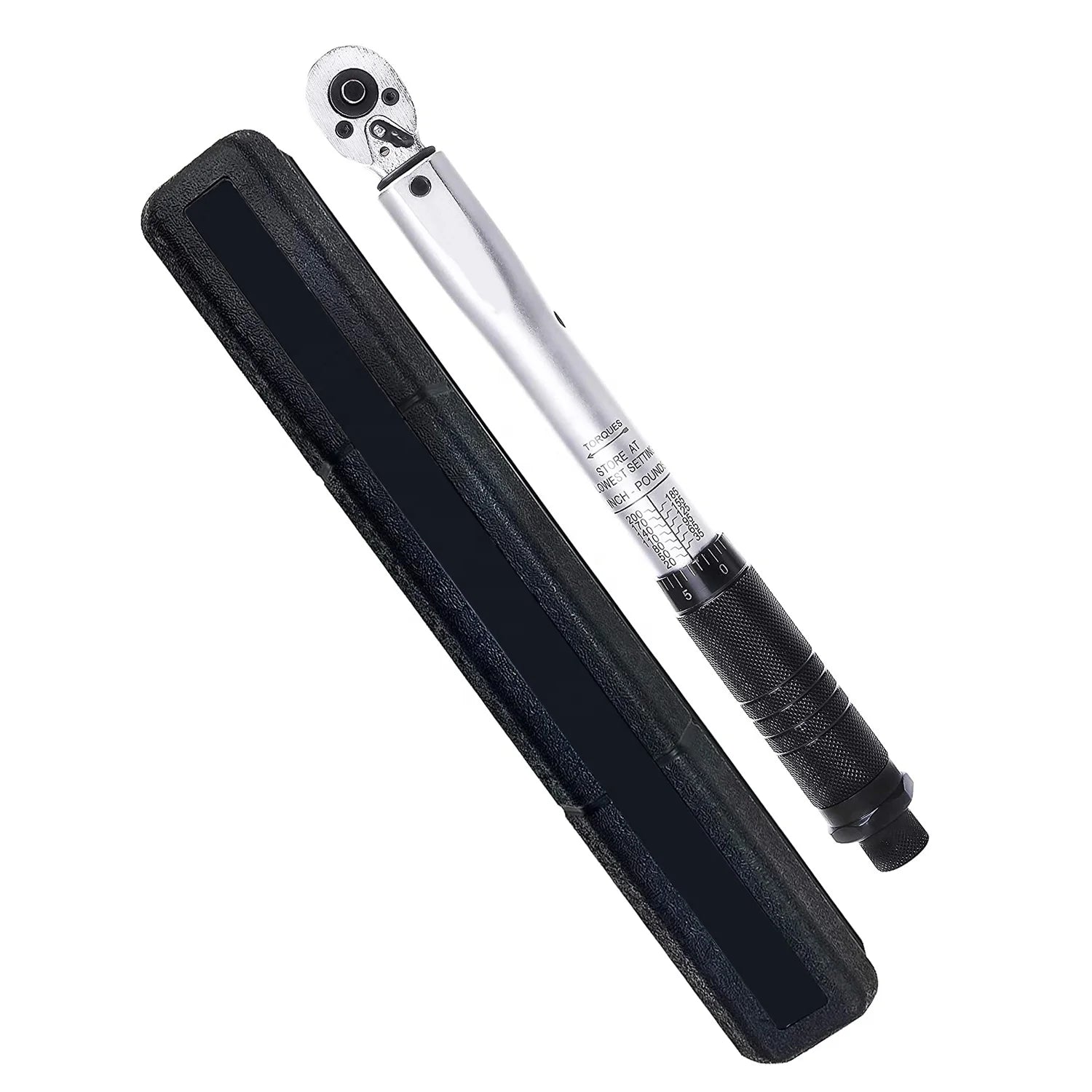 YUHANG 1/4 Inch Carbon Steel Fixed Square Head Drive Click Torque Wrench DIY Grade (2.2-22.5 N-m) Foot Pounds CE Certified