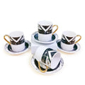 Gift Set Turkish Espresso Cup Saucer Modern Luxury Moroccan Marbled Ceramic Cup Saucer With Gold Trim Coffer Shop