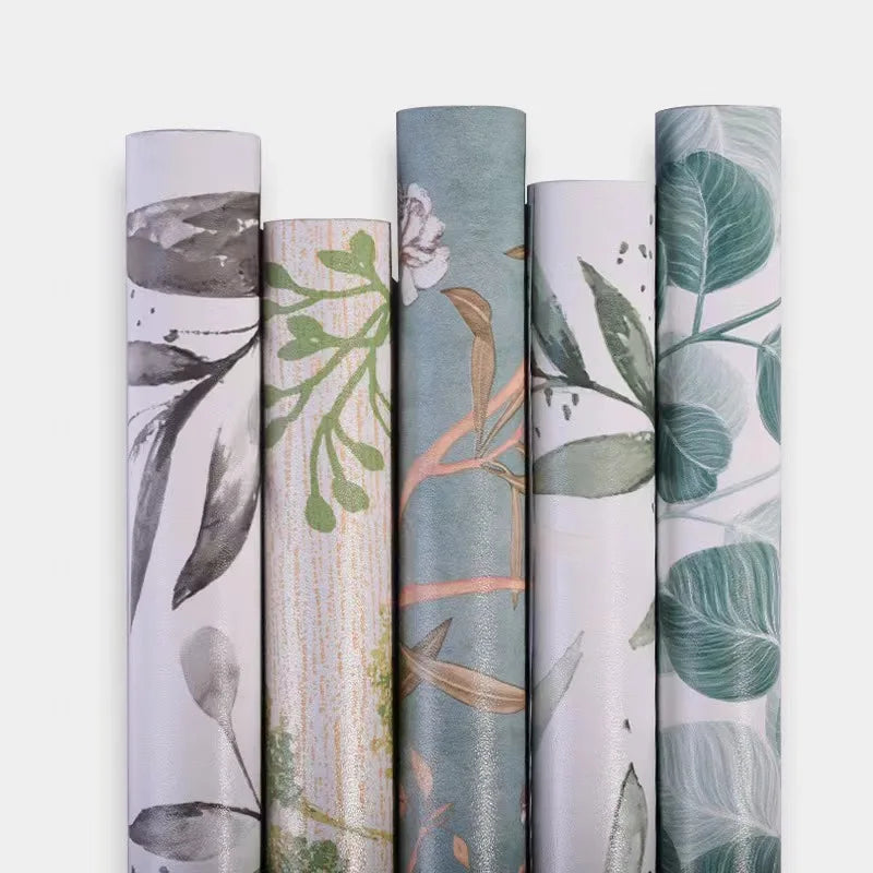 Irini Nordic Greenery Background 3D Damask Pattern Waterproof Modern Bedroom Wall Sticker Self-Adhesive Wallpaper