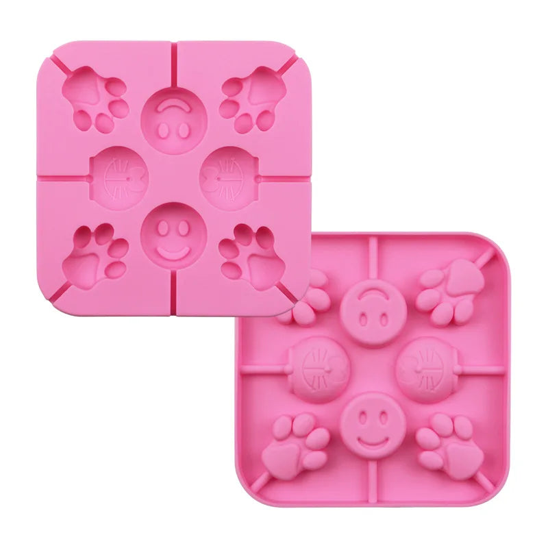 Saffron Silicone Lollipop Mold Multi-Designs for Crafting Candy Lollipops Flowers Stars Animals Monsters-for Christmas Baking