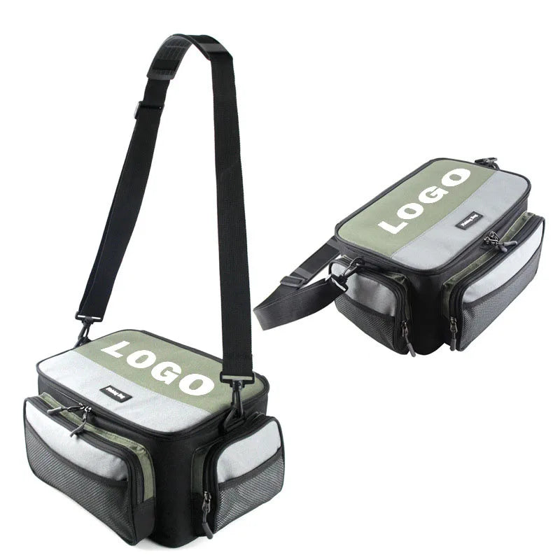 Large Capacity Oxford Cloth Multifunctional Fishing Tackle Bag Shoulder Crossbody Gear Storage for Outdoor Fishing Reel Lure