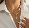 New Arrival Retro Imitation Pearl Simple Women Multi-layer Pearl Pendant Necklace OT Buckle Gold Chain Jewelry for Women