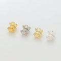 14K Gold Plated Brass Zircon Two Sided Beads Caps Double Sided plum Blossom Barrel Bead New Designer DIY Bead Cap
