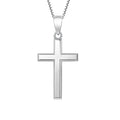 Simple Design Sterling Silver 925 Rhodium Plated Plain Cross Charm Necklace for Women Jewelry