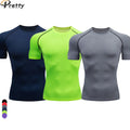 Men'S Short Sleeve Compression T Shirts Gym Fitness Workout Tees Running Sports Tops Quick Dry Breathable Skinny Tees