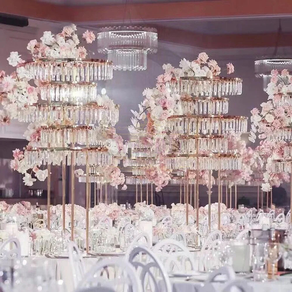 Ornaments for Wedding Table Arrangement & Party Site Layout Gold Electroplating Metal Flower Box Packed Wedding Hall Supplies