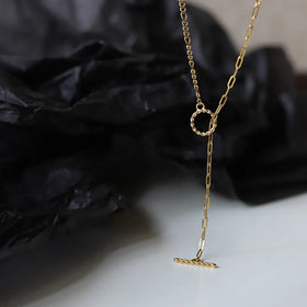 2 Styles Wearing Stainless Steel Toggle Clasp Figaro Chain Necklace Twisted Bar Circle Necklaces Waterproof Vintage Jewelry Hot