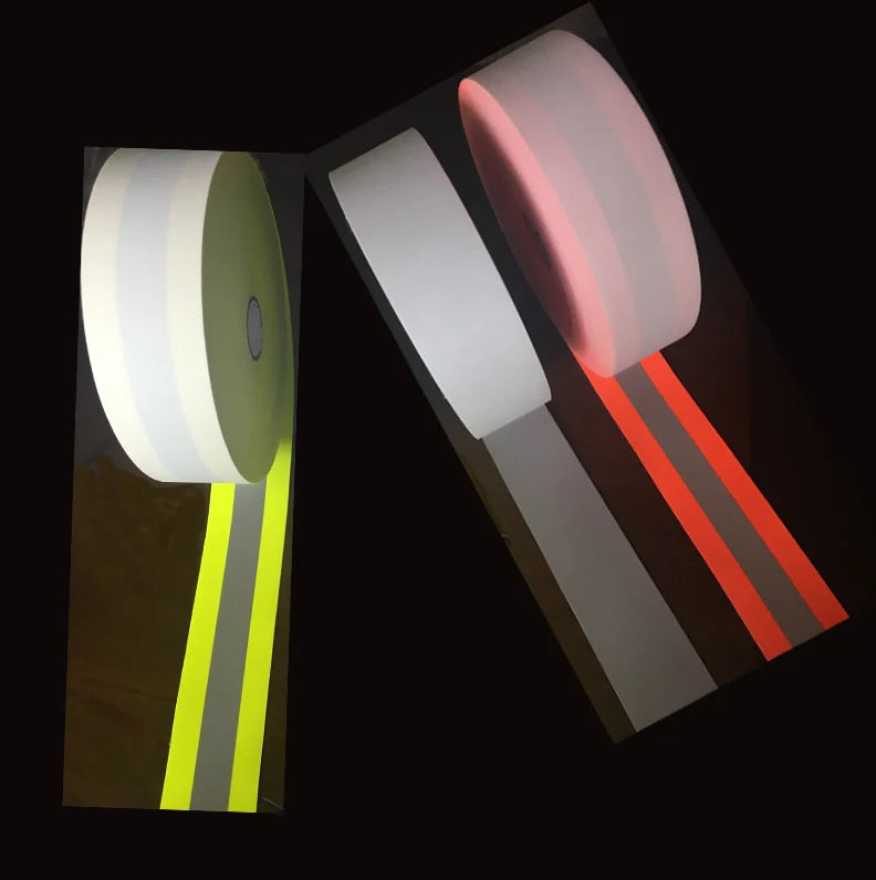 Hi Vis EN 469 Fluorescent Lime Yellow Orange Aramid FR Sew on Reflective Fabric Tape Silver Reflect Trims for Safety Fire Suits