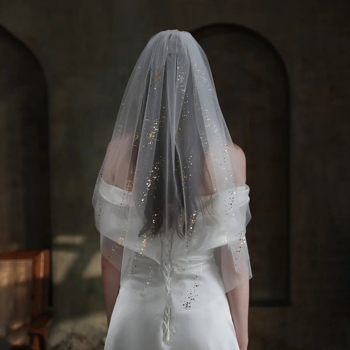 SLBRIDAL Handmade Nylon Tulle Mesh Fabric Bridal Veils With Comb Ivory Wedding Veils Wedding Accessories for Bride Marriage
