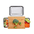 Factory Custom Bamboo Cutting Board with 2 Stainless Steel Tray Kitchen Chopping Board with Sliding Drawers