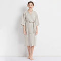 Japanese Bathrobes Kimino Breathable Custom Designer Woven Cotton Bath Robe Designer Spa Linen Women Robes