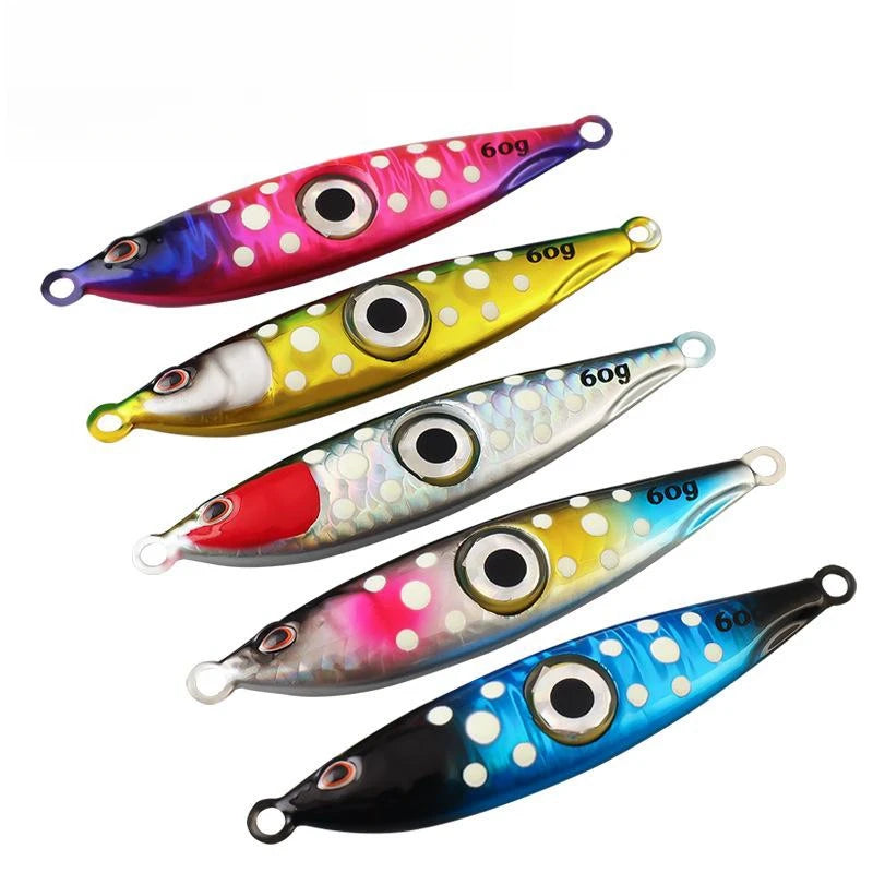 New 8.6cm 60g Fish Light Saltwater LED Metal Jig Fishing Lure Slow Pitch Jigging Artificial Hard Lure Casting Lead Metal led jig