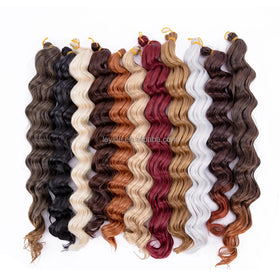 Wholesale 18-Inch Natural Color Synthetic Braiding Hair Soft Bulk No Weft Deep Wave Hair Crochet Braids for Women