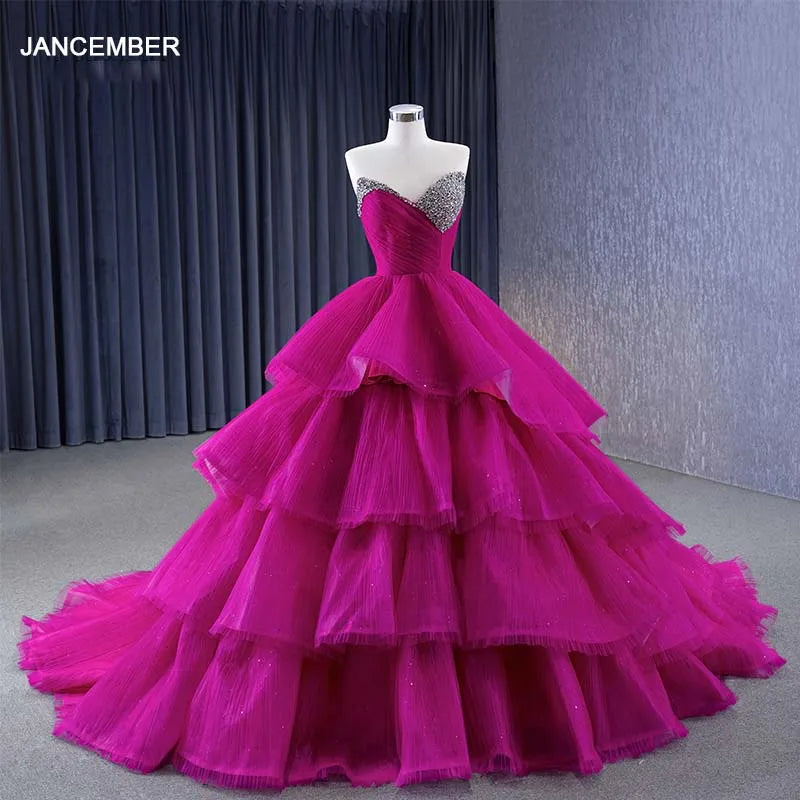 Vintage Layering Pink Diamond Two Wear Party Ball Gown Evening Dresses Jancember Rsm231068