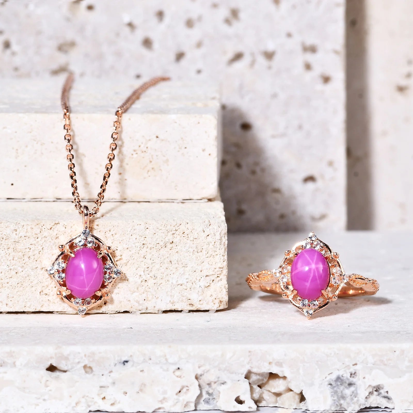 C8006N Abiding Jewelry Fashion Cabochon Cats Eye Gemstone 925 Sterling Silver Luxury Rose Gold Ladies Necklace
