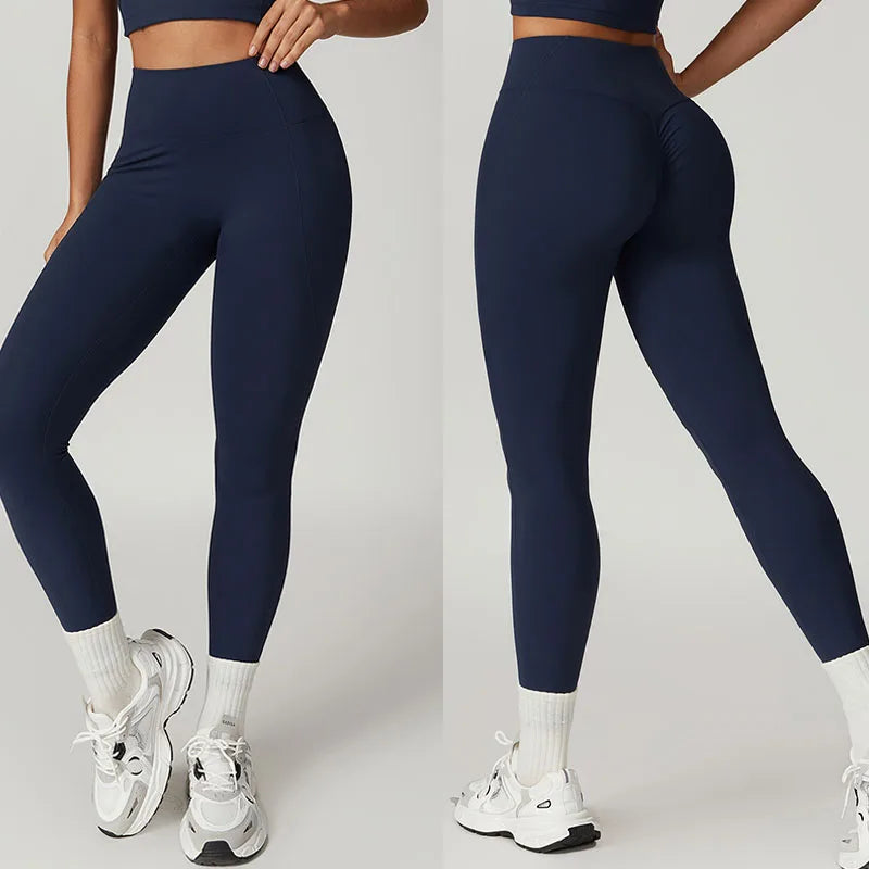 CNSHELL High-waisted Butt-lifting Custom Logo Brushed Fabric Yoga Leggings Fitness Running Gym Sports Pants