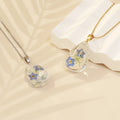 Unique Floral Resin Necklace Women Handmade Gold Pressed Flower Necklace Queen Anne's Lace Forget Me Not Flower Pendant Necklace