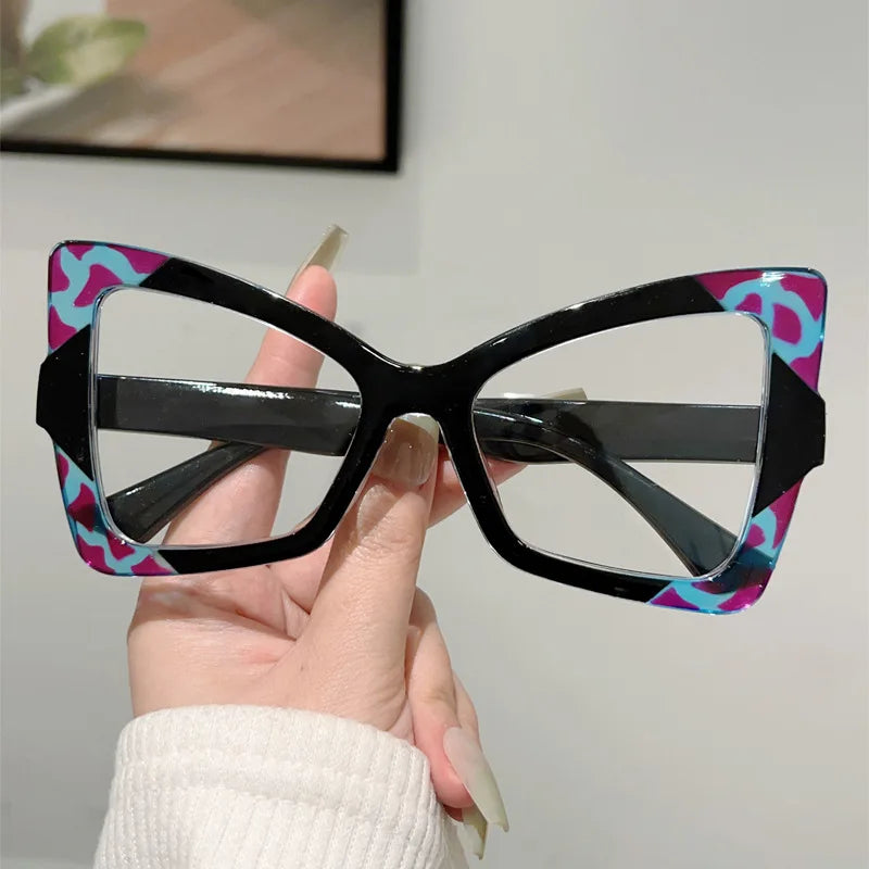Butterfly Shaped Glasses Women Fashion Oversize Anti Blue Light Blocking Optical Frames Trendy  Cat Eye Reading Eyeglasses