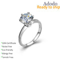 Classic 925 Silver White Gold Plated 6 Prong Round Cut 0.5ct to 3ct VVS1 GRA Moissanite Jewelry Wedding Solitaire Diamond Ring