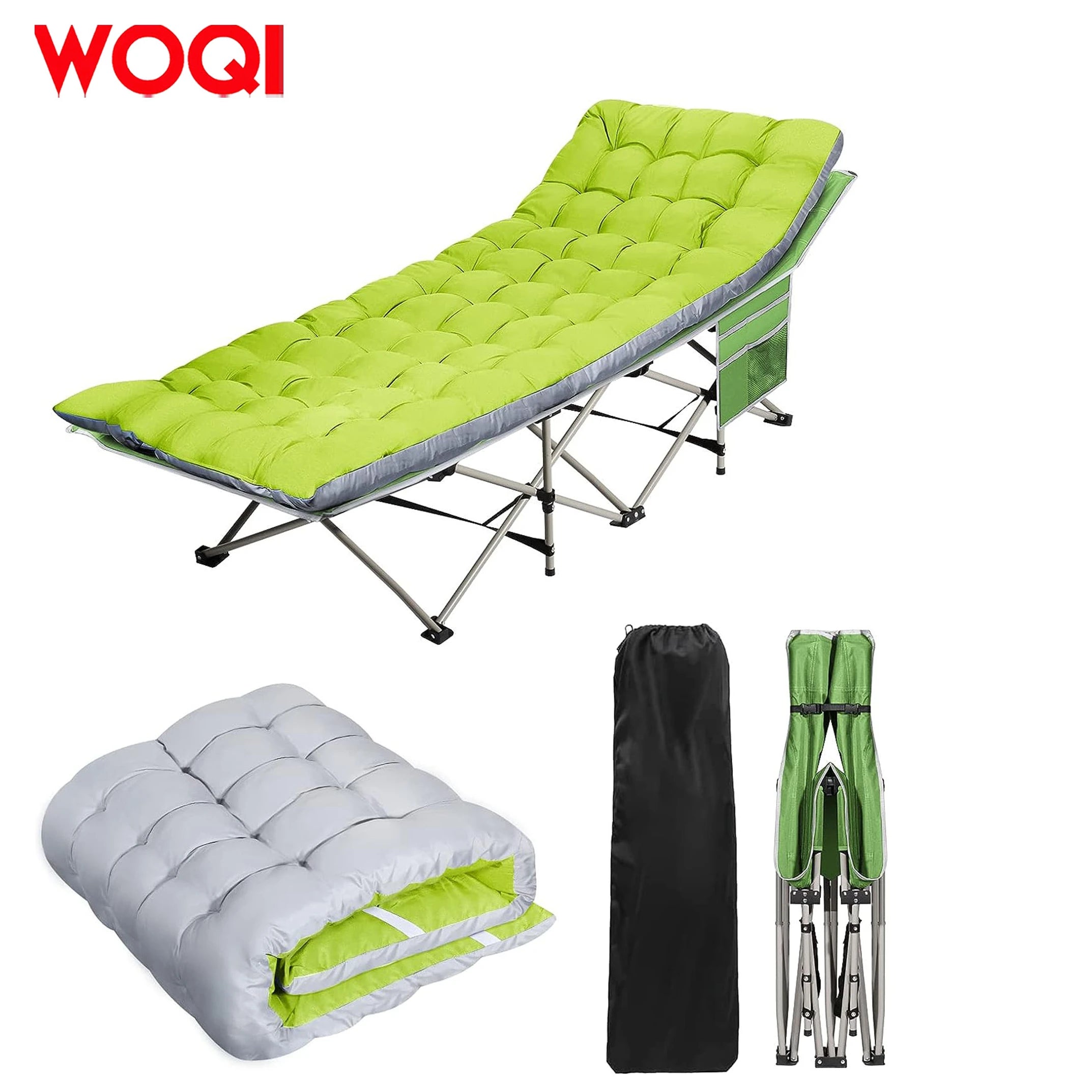 WOQI Portable Camping Bed Outdoor Folding Bed  - Camping Tent Beach Single Recliner