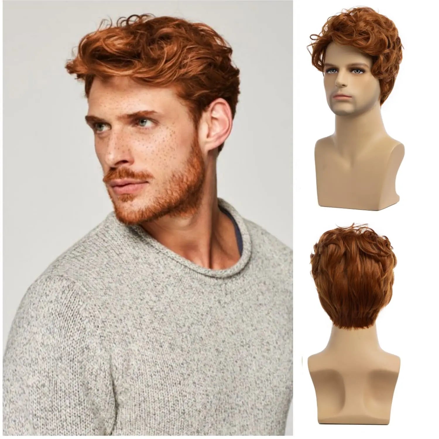 Wholesale New Design Short Straight Full Synthetic Wig High Temperature Fiber Realistic Natural Toupee Wigs for Men